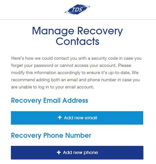 myAccount - Manage Recovery Contacts