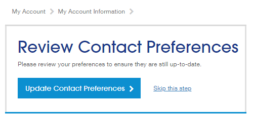 myAccount - Review Contact Preferences