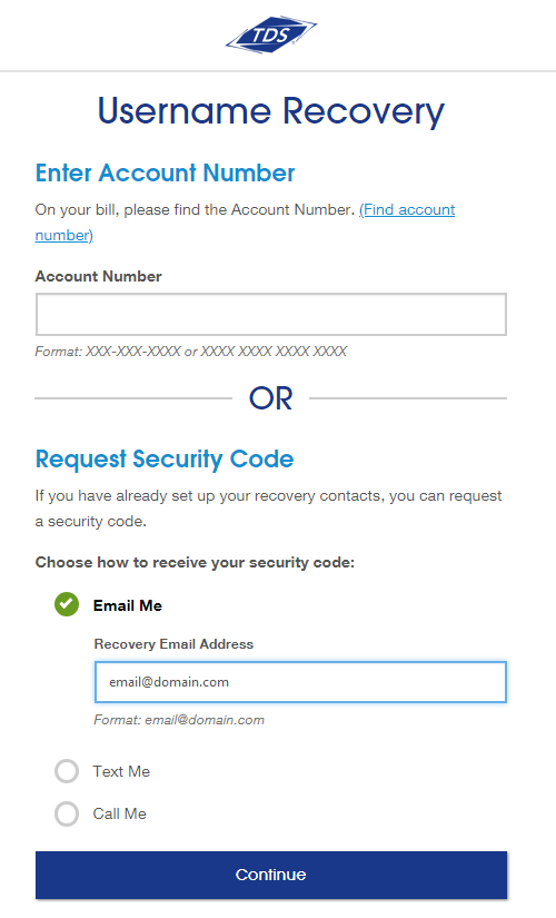 myAccount Username Recovery