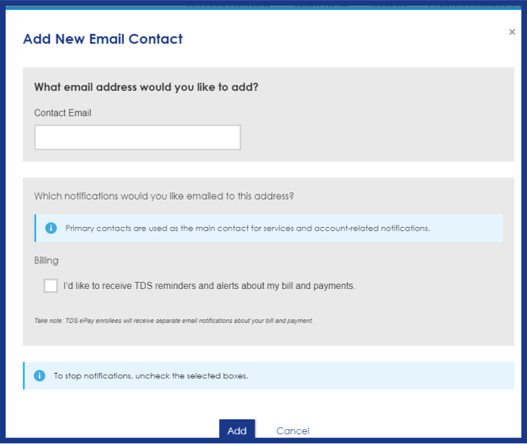 Add new email contact form